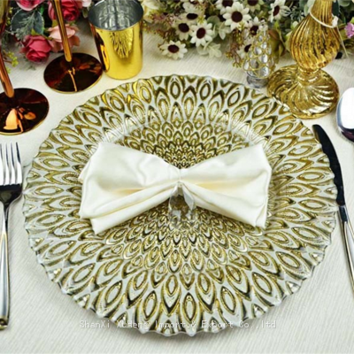 Wholesale Gold Glass Plate Food Dishes Plates Dinnerware Set for Restaurant Hotel
