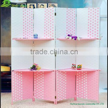 Alibaba screen wood curtain folding living room partition for home paper rope folding screen wood room divider GVSD 015