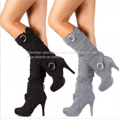 Warm Winter Women Fashion Over The Knee High Heels Boots Stretch Slim High Boots Shoes Size 34-43