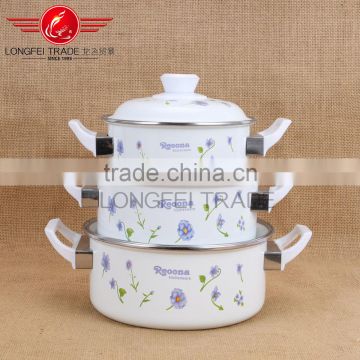 china not sale 3pcs enamel cookware set/enamel casserole wholesale