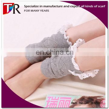 wholesale women 100% cotton leg warmer with lace