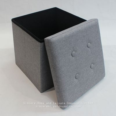 Foldable storage velvet ottoman-Grey