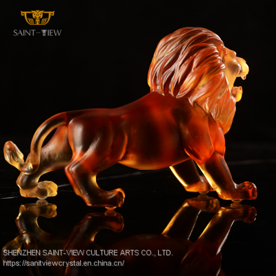 Customization Crystal Hand Carved Interior Decorative Lion King Sculpture Statue