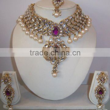 KUNDAN pearl CHOKER necklace set