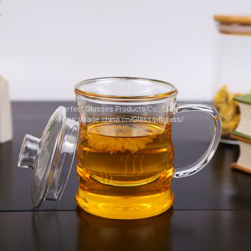Glass cup kungfu tea cup three part glass mug filter glass cup coffee mug milk cup juice cup for hotel and resturant