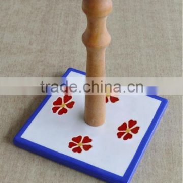 Ceramic paper holder, wooden paper towel holder with ceramic base