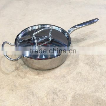 Mirror polished 2.2mm 3ply bottom stainless steel 304 cooking pot/single handle induction soup pot for hotel