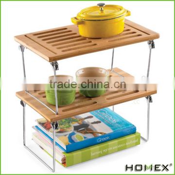 Hot sale bamboo stacking shelf Homex-BSCI