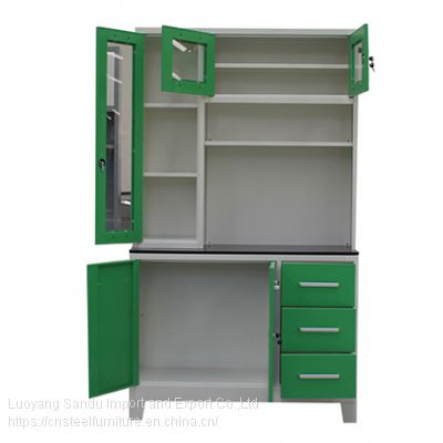 L type stee kitchen cabinet with glass door
