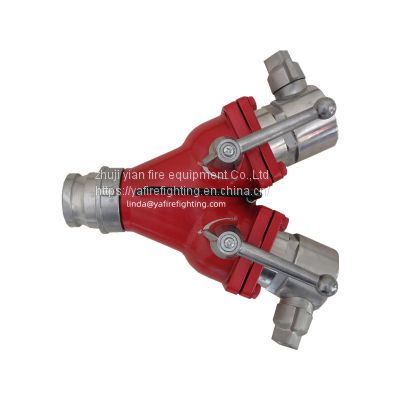 Dividing Control Breeching wye fire hose manifold with BS adapter