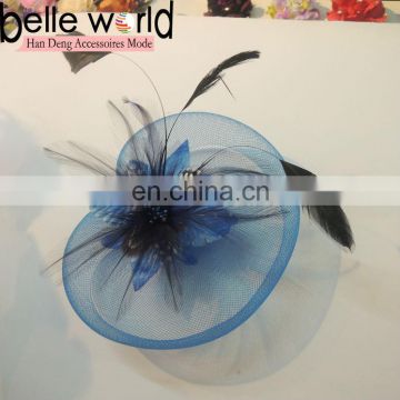 Blue Mini Top Hat Feather Hair Fascinator