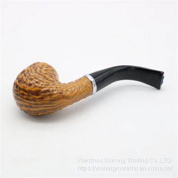 140 mm Length wooden resin short tobacco pipe with marble-pattern head for smoking