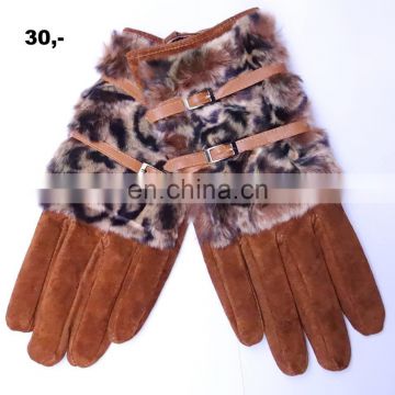 High Fashion Sheepskin Leather Gloves With Fur