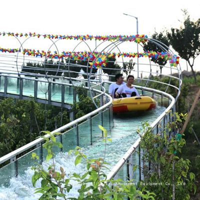 Scenic area large glass water slide net red project outdoor amusement equipment transparent high-altitude rafting manufacturers customized