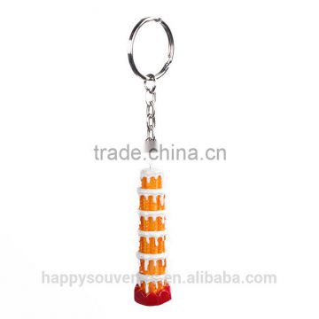 Lovely resin Italy scenery cartoon keychain /the Leaning Tower of Pisa souvenirs
