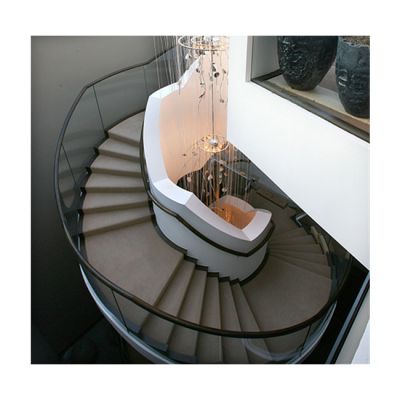 Curve Spiral staircase with steel structure indoor ready made Arc spiral wood step stair