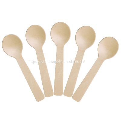 Disposable Wholesale Natural Wooden Ice Cream Spoon Wood Small Taster Spoon