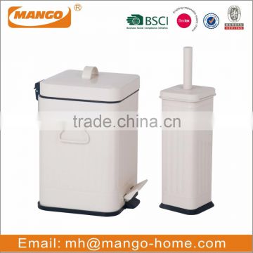 Ribs Square Metal Trash Can and Toilet Brush