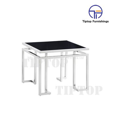 Living room furniture sets marble coffee table stainless steel round end table luxury modern side table for sale