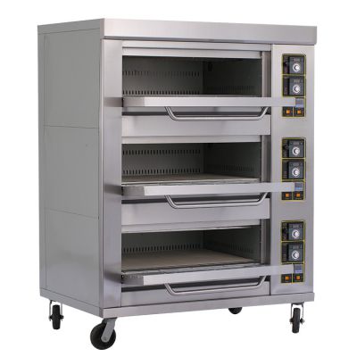 3 deck 9 trays commercial kitchen gas oven bakery machine equipment baking oven bread cake pizza deck oven