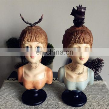 new design resin lady bust for home decoration