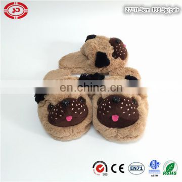 Family indoor dog head brown plush fluffy soft hotel slipper