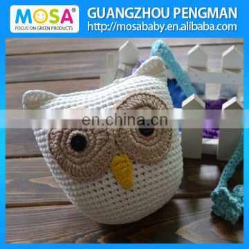 White Toddler Boys Lovely OWL Animal Crochet Stuffed Doll,Baby Shower Gift Knitted Stuffed Toy