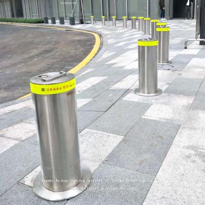 UPARK Pedestrian Access Driveway Barrier Bollard 304 Stainless Steel Customized with Red Reflective Band Removable Post Bollards