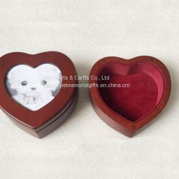 Small wood heart photo frame keepsake urn box