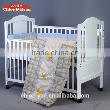 New arrival baby cots healthy durable solid wood adult baby bed with soft cushion