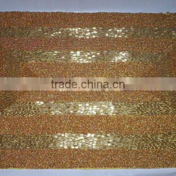 Square Place mats,Beaded Place mat,Gold Beaded Place mats,Designer Place mats,table wares