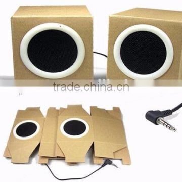 Best promotion gift foldable cardboard mini speaker for MP3, iPhone, laptop etc