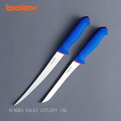 TPR TPE softgrip handle fish filleting fillet knife lines fish hunting fishery food processing knives tools smallwares equipments sheathes scabbards by Bolex in China
