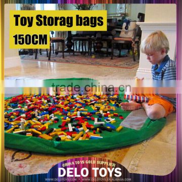 Large 60" Baby Kids Play Floor Mat Toy Storage Bag Organizer Quickly Easily Folds Up, Perfect for Building Blocks DE00019