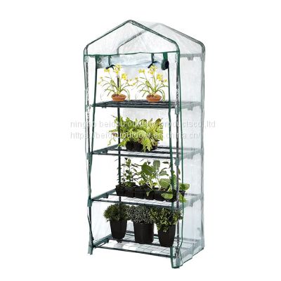 Greenhouse Replacement Cover 4-Tier Transparent PVC Outdoor Indoor Plants Cover With Roll-Up Zipper Door