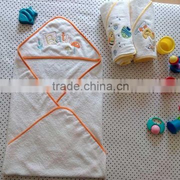 baby hooded towel with embroidered logo 100%cotton terry bath towel for baby soft little bath design -3
