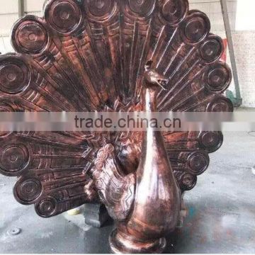 Casting peacock bronze animal sculptures in metal craft