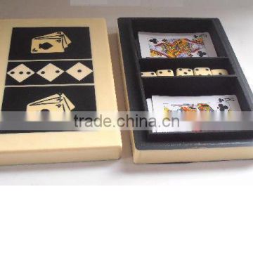 Bone Resin combination dice and cards box with bone in Natural polish