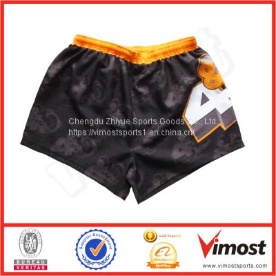 New Style Sublimation Rugby Shorts with Yellow Elastic on the Waist