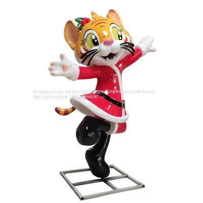Cartoon Tiger with Christmas Elements