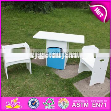 2017 new design home / school / kindergarten white wooden toddler activity table with storage box W08G193