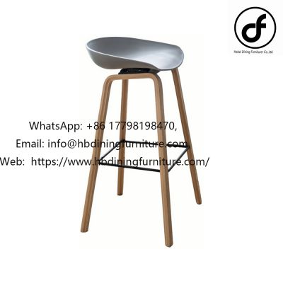 Tall plastic bent wood leg armrest bar chair
