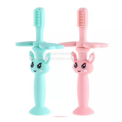 Food Grade Silicon Toothbrush Rabbit Shaped Baby Toothbrush