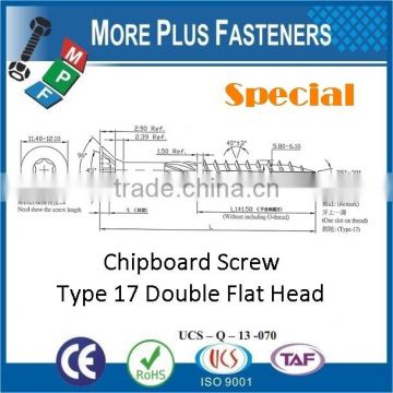Made in Taiwan Double Flat Head Torx Drive Special Chipboard Screw Type 17 Screw