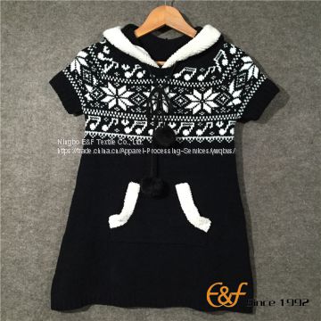 Long Section Sweater with Snowflake Jacquard for Girl