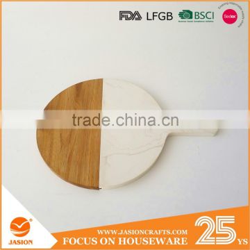 kitchen chopping marble and wooden serving board with handle