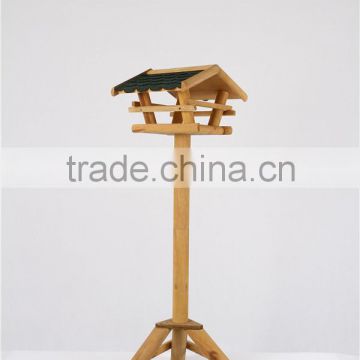 BSCI factory nature wooden bird feeder,outdoor stand bird feeder made from weatherproof solid wood