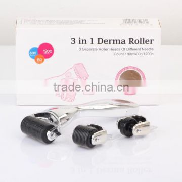 Titanium 3 in 1 Derma Roller Set 1.5/1.0/0.5mm Micro Needle System for Skin Face and Body