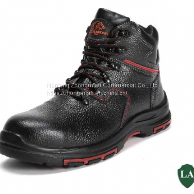 anti-static leather puncture resistant Safety Shoes with Rubber Bottom, steel toe and shock absorb PU