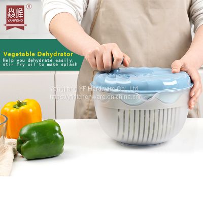 Convenient Plastic Manual Salad Spinner Fruit and Vegetable Dehydr or Salad Dryer Spinners with Vegetable Basket Household